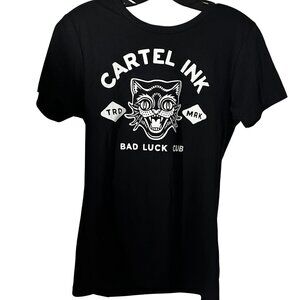 ‘Bad Luck Club’ Tee by Cartel Ink Women’s Size Large Black Tshirt